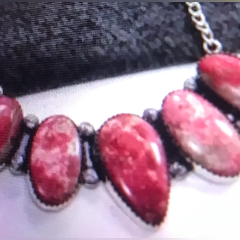 Rhodochrosite Stamped 925 Sterling Silver Necklace